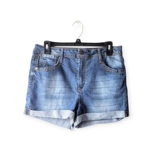 Juniors Wallflower Blue Denim Cuffed Shorts Size 13